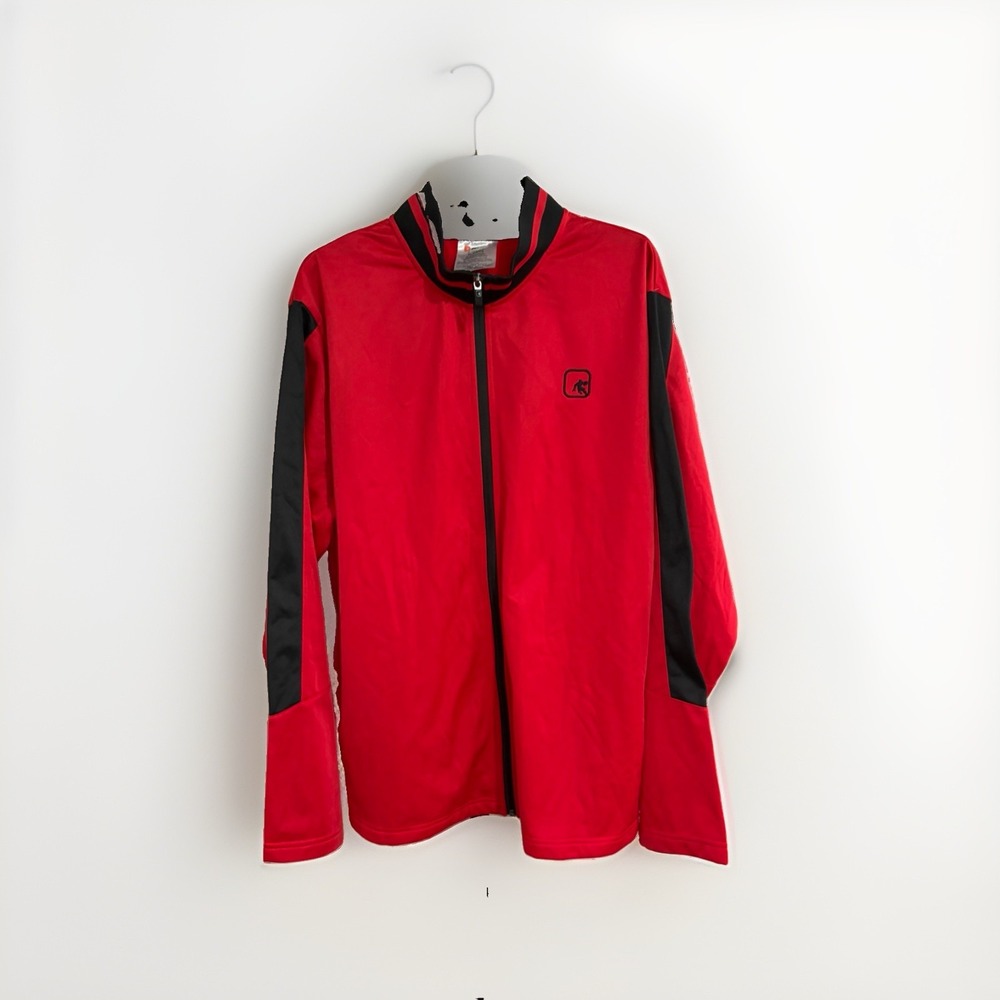 AND1 Men's XL Red Black Full Zip Track Jacket Athletic Basketball Warm Up F182